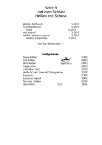 Speisekarte Seite 9 - Heißgetränke…