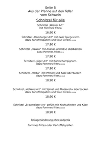 Speisekarte Seite 5 - Schnitzelkarte…