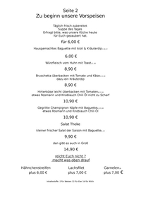 Speisekarte Seite 2 - Vorspeisen…